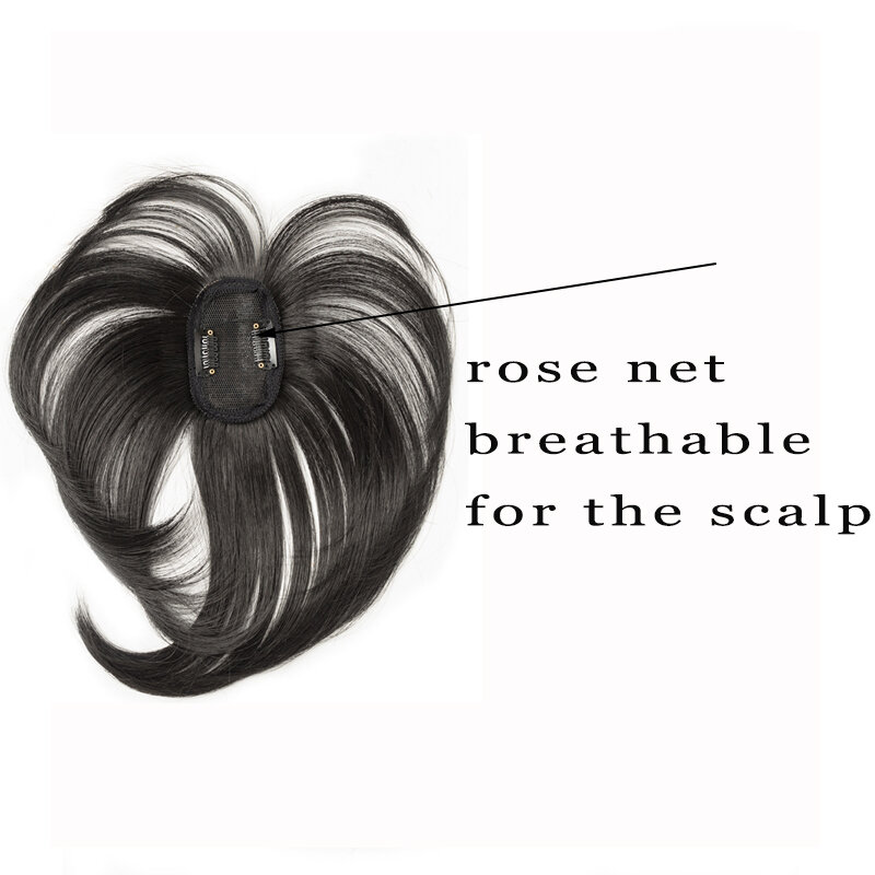 Gres-flequillo de pelo sintético, pieza de cabello falso liso, peluca de fibra de alta temperatura, extensión de cabello con Clip