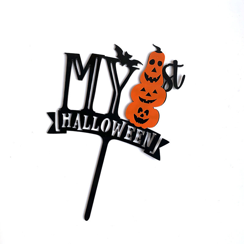 Acrylic Cake Topper Halloween Witch Pumpkin  Decoration Trick or Treat Funny Baking  Toppers  Party Favors