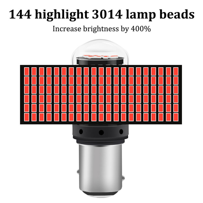 Bombillas LED CanBus para coche, luz trasera de freno, 12V, 1156 BA15S P21W 1157 BA15D BAY15D BAZ15D BAW15D P21/5W, 144smd, 2 piezas