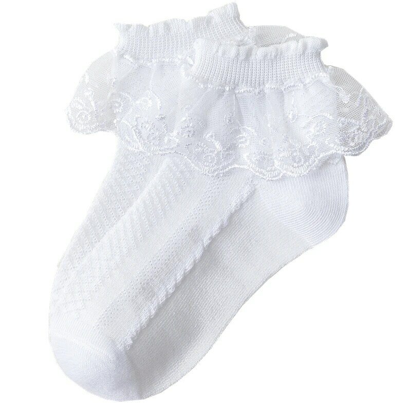Summer Fashion Kids Socks Baby Girl Ruffle Sock Cute Baby Frilly  Toddle Designer White Pink Lace Kid Cotton Socks For Girls