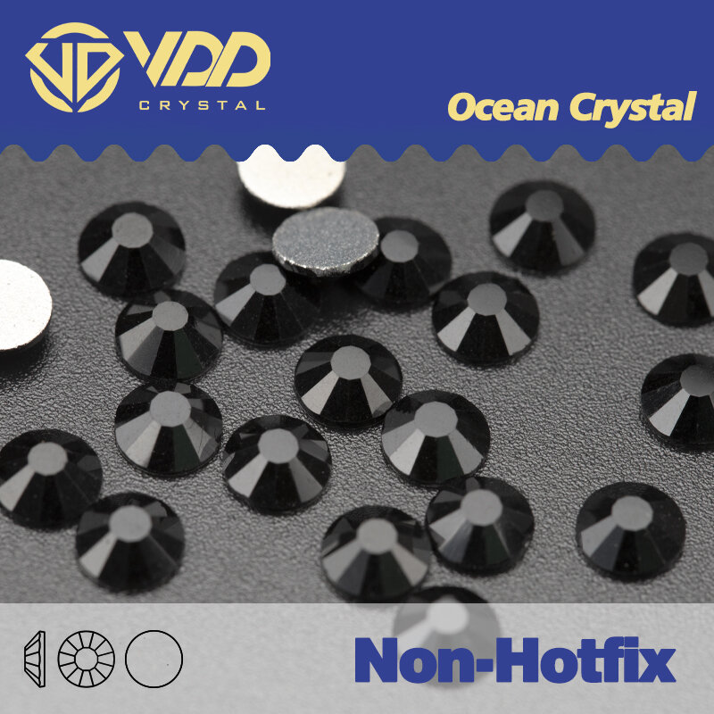 VDD Crystal Hot-Fix/colla-On strass accessori per Nail Art pietre abito da sposa decorazione adesivi per unghie parti per unghie Jet 002
