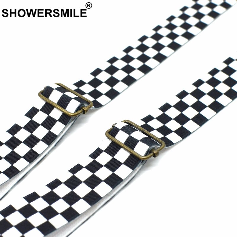 Checkered Suspenders Boys อย่างเป็นทางการ Designer Suspenders Bow Tie เด็ก4คลิปเด็กวงเล็บปรับหนัง Deco