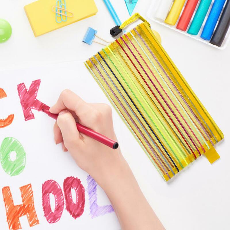 Pochettes en maille colorée, 2 pièces, sacs à stylos multifonctionnels, fournitures de bureau pour étudiants