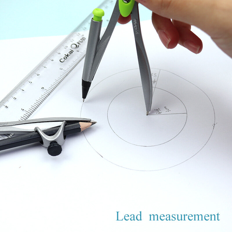 Maped Metal Belajar Memimpin/Pensil Kompas Penyusunan Alat Matematika Geometri Gambar Sekolah Kompas Set dengan Pensil atau Otomatis Memimpin