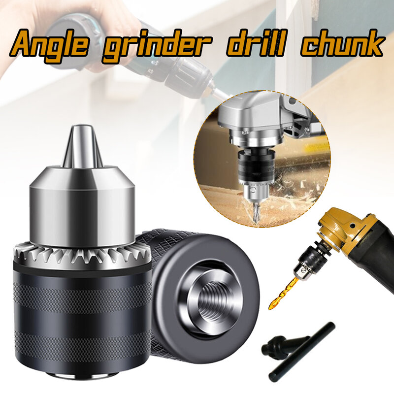 For 4" Electric Angle Grinder 10mm Chunk Holder Power Drill Convert Adapter M10x1.5 Thread Collet Chunk with Key