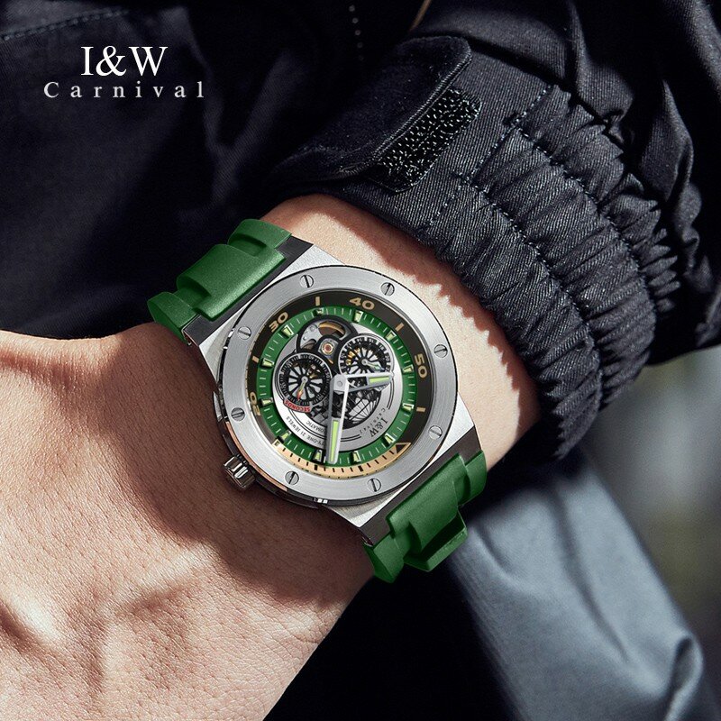 2022ใหม่ Skeleton นาฬิกาสำหรับผู้ชายสวิตเซอร์แลนด์ I & W MIYOTA การเคลื่อนไหวอัตโนมัตินาฬิกา Sapphire HD Luminous 50M กันน้ำ montre Homme