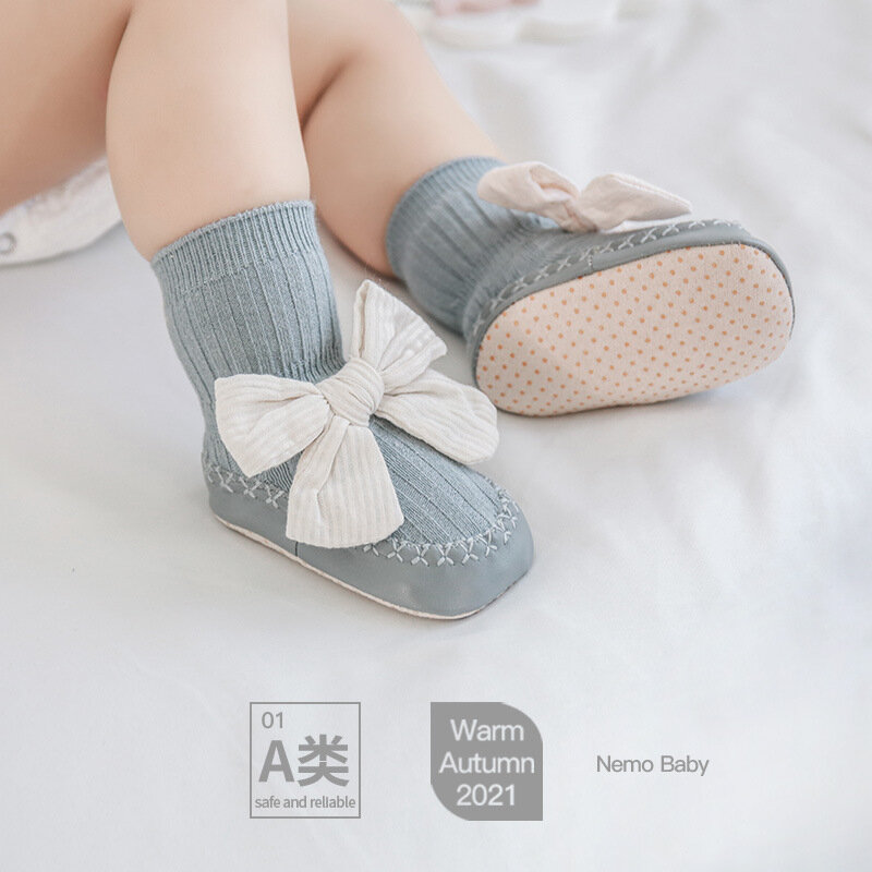 Leuke Strik Baby Baby Sokken Katoen Anti-Slip Jongen Schoen Sokken Baby Meisje Pasgeboren Prinses Sokken Kinderen Slipper Baby accessoires