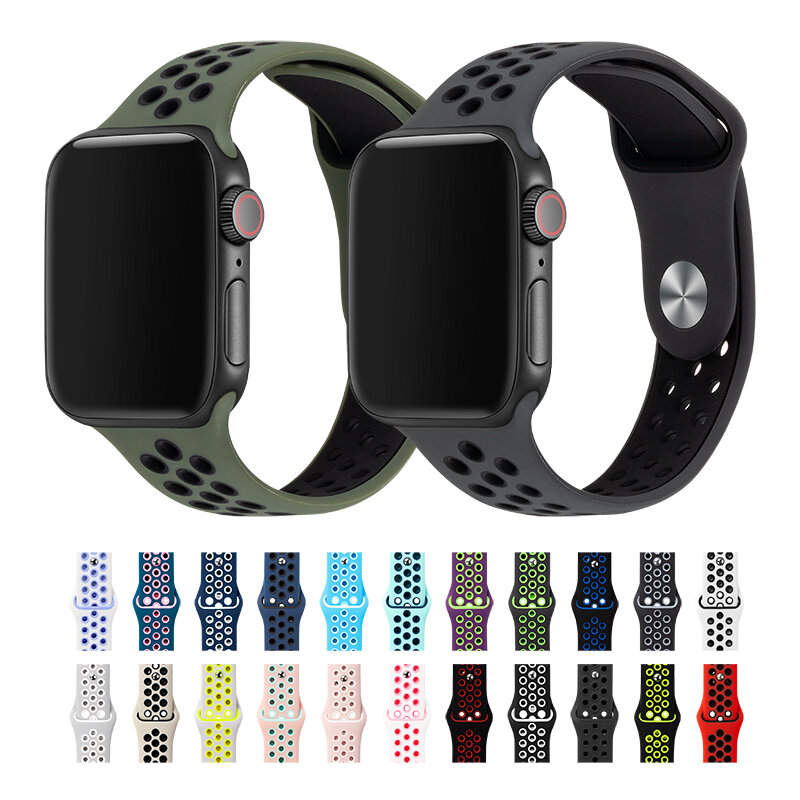Sport Band For Apple Watch Band 38mm 40mm 42mm 44mm Silicone Replacement Bracelet Watch Strap For iWatch Series 4/3/2/1 81010