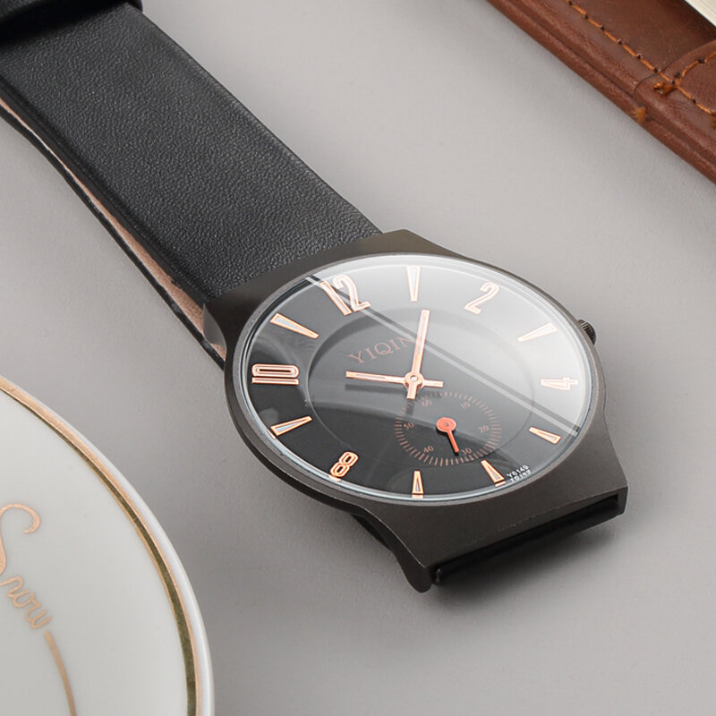 Moda czarna kobieta zegarek luksusowy zegarek kwarcowy na rękę kobiety zegarki zegarek wodoodporny skórzany pasek zegarka Hodinky mężczyźni zegar