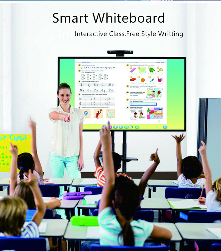 75 "86" 100 polegada tv função reunião educacional placa de ensino touchscreen interativo inteligente quadro branco com pc embutido