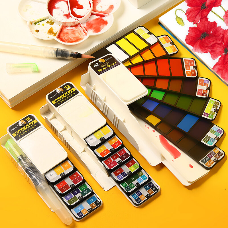 Set di pittura ad acquerello solido portatile superiore con pennello ad acqua penna colori ad acqua pigmenti per pittura forniture d'arte Aquarelle