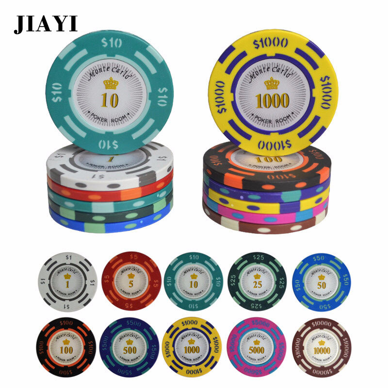 Clay Material Casino Texas Poker Chip Set Poker Metal Coins Dollar Monte Carlo Design Chips Poker Club Accessories Customizable