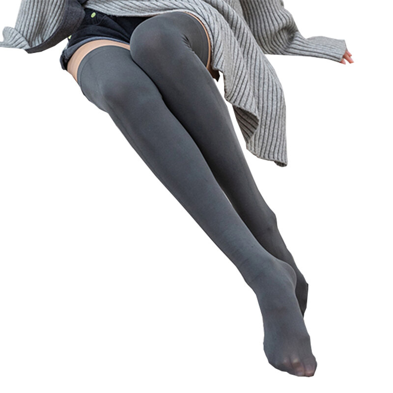 الخريف الشتاء النساء الجوارب عالية بسط الجوارب فوق الركبة جوارب أسود رمادي اللون الترفيه متوسطة سماكة الجوارب الطويلة