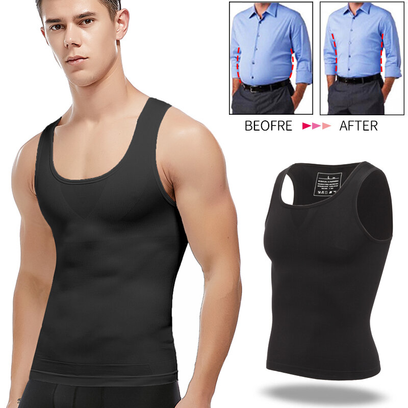Chemises de Compression de poitrine pour hommes, gilet amincissant, contrôle du ventre, Corset d'entraînement de taille