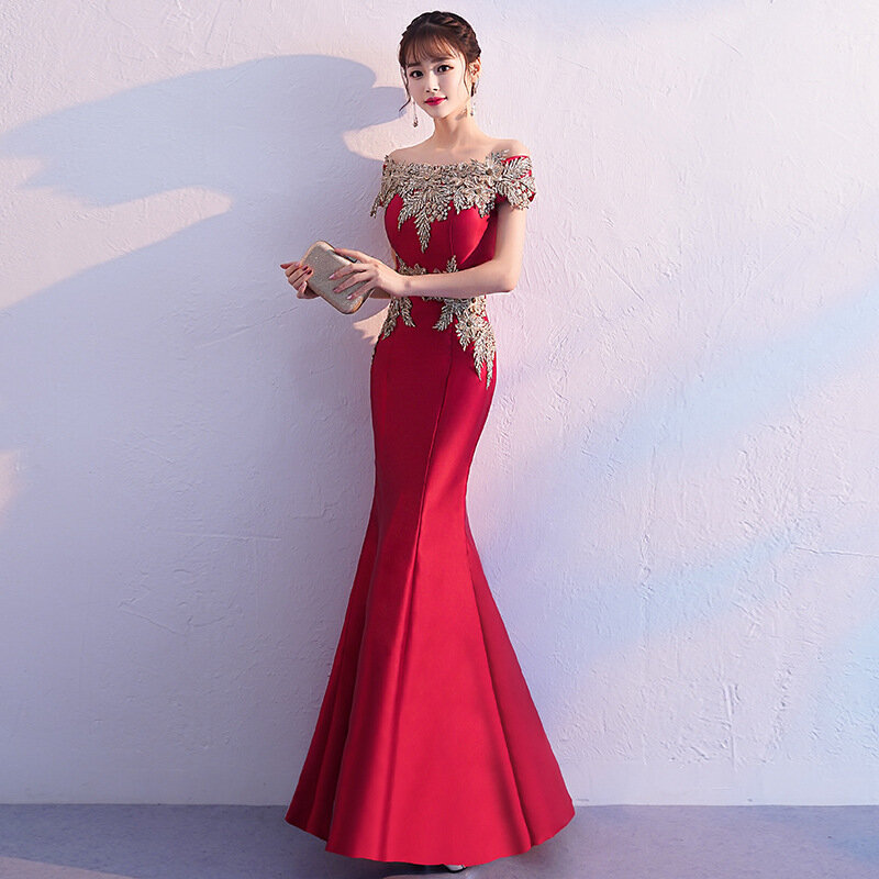 Oriental Evening Dress Chinese Style Fashion  Qipao Sexy Long Mermaid Cheongsams Vestidos S-XXL