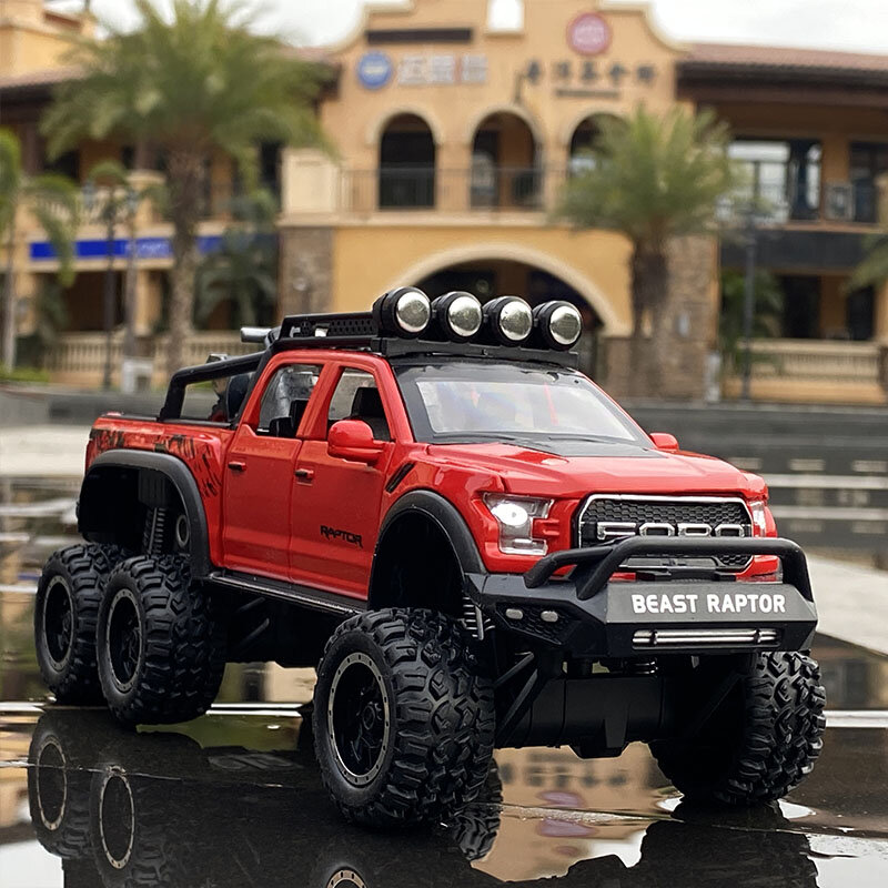 Ford Raptor F150-vehículo todoterreno modificado de aleación, vehículo de juguete fundido a presión, colección de modelos de coches de Metal, juguetes para niños, regalo, 1/28