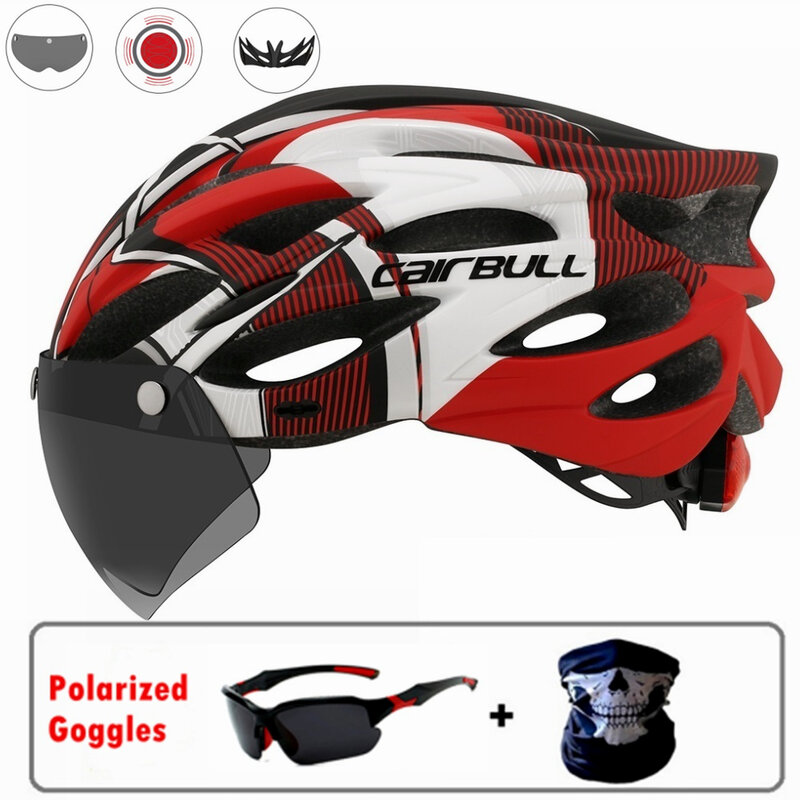 2023 Cairbull Ultralight Cycling Helmet With Removable Visor Goggles Bike Taillight Intergrally-molded Mountain Road MTB Helmets