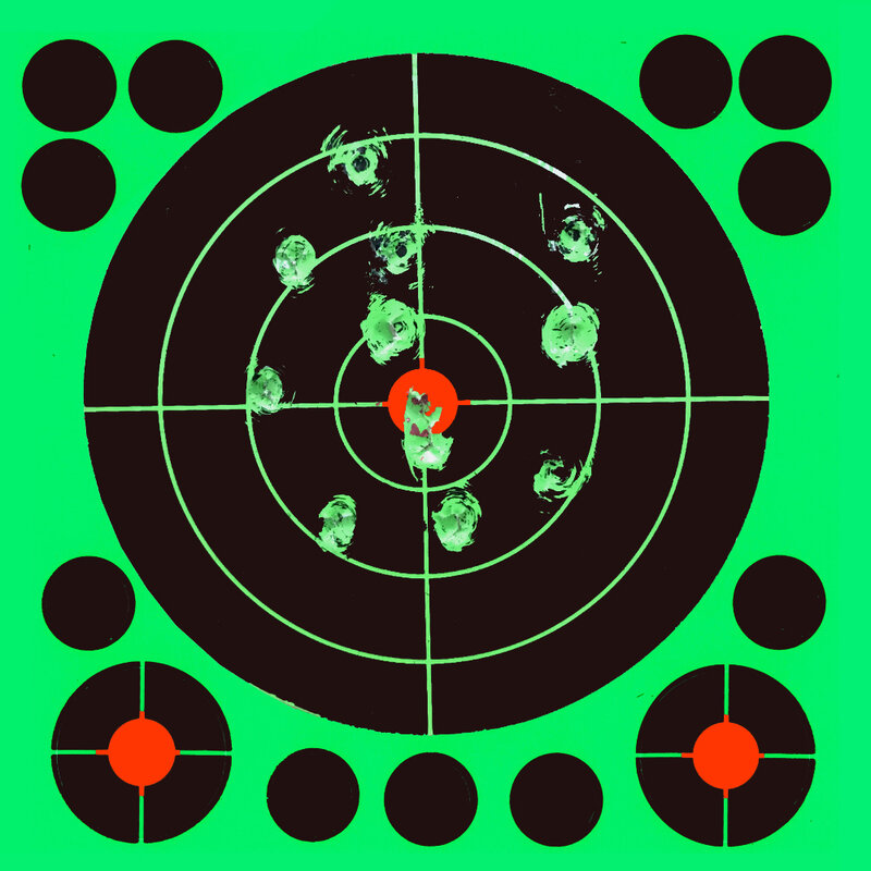 8”x8" Self-Adhesive Splatter Splash & Reactive(Colors Impact) Green Shooting Sticker Targets(Bulls-eyes) 25 Pcs per Pack