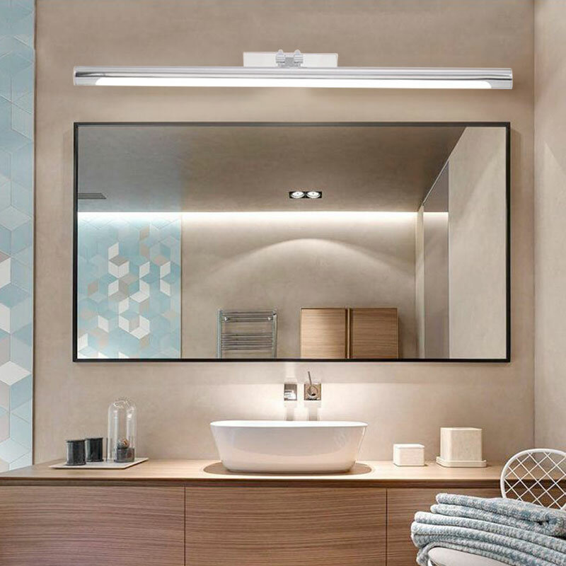 DONWEI-Lámpara Led de pared para espejo, luz frontal de acero inoxidable, resistente al agua, para tocador de baño y maquillaje, 40CM8W/50CM12W