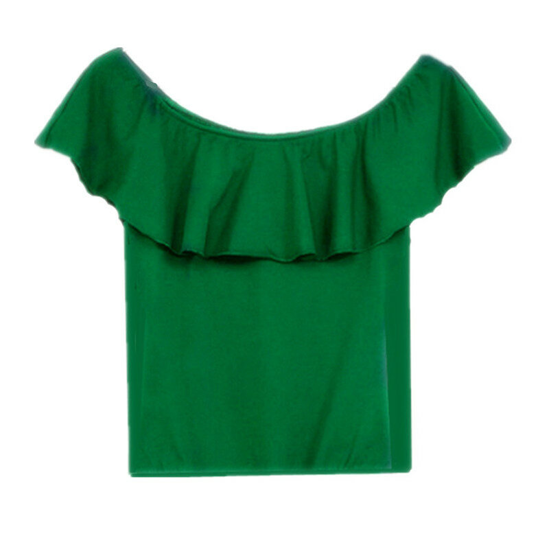 Kaus Seksi 2021 Kaus Katun Bahu Terbuka Leher Slash Wanita Atasan Modal Solid Lengan Pendek Blus Wanita Atasan Ukuran Plus L-6XL