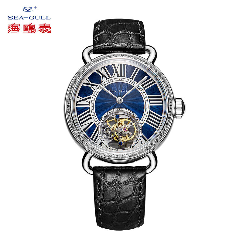 Seagull Reloj Mecánico tourbillon para mujer, reloj mecánico hueco manual tourbillon, reloj chino de alta gama 718,91.6034 L