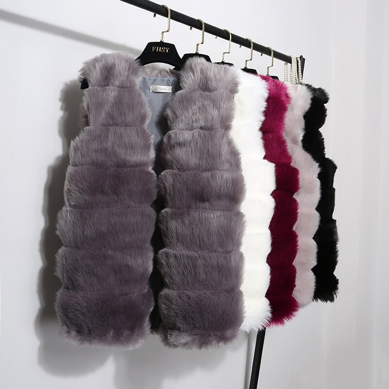 Jaket Bulu Wanita Rompi Bulu untuk Wanita 2023 Baru Mode Wanita Mantel Bulu Palsu Mantel Musim Dingin Hangat Rompi Wanita Jaket Bulu Gilet