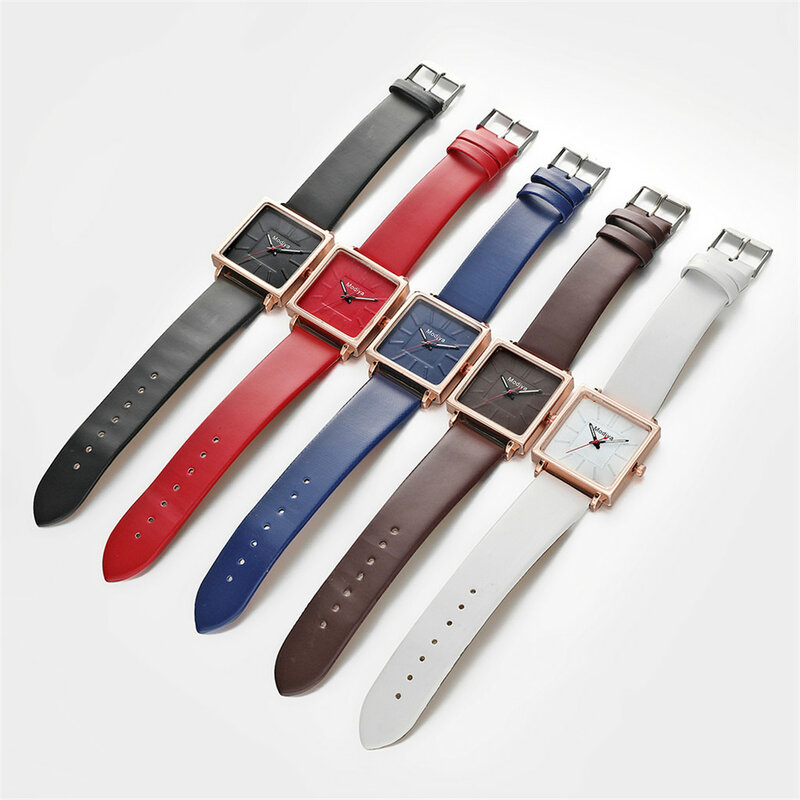 Femmes élégant en cuir ceinture analogique Quartz carré Quartz montre-bracelet montres femmes montres cadeaux pour les femmes montre femme montre