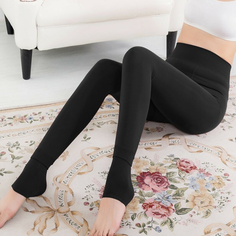 2021 Fashion Women Trample Feet Leggings Brushed Stretch Fleece Lined Thick Tights Warm Winter Pants Warm Leggings Step Pants