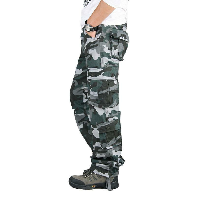 Men's Camouflage Pants Tactical Cargo Pants Work Overalls Outdoor Sports Hiking Hunting Trousers Cotton Durable