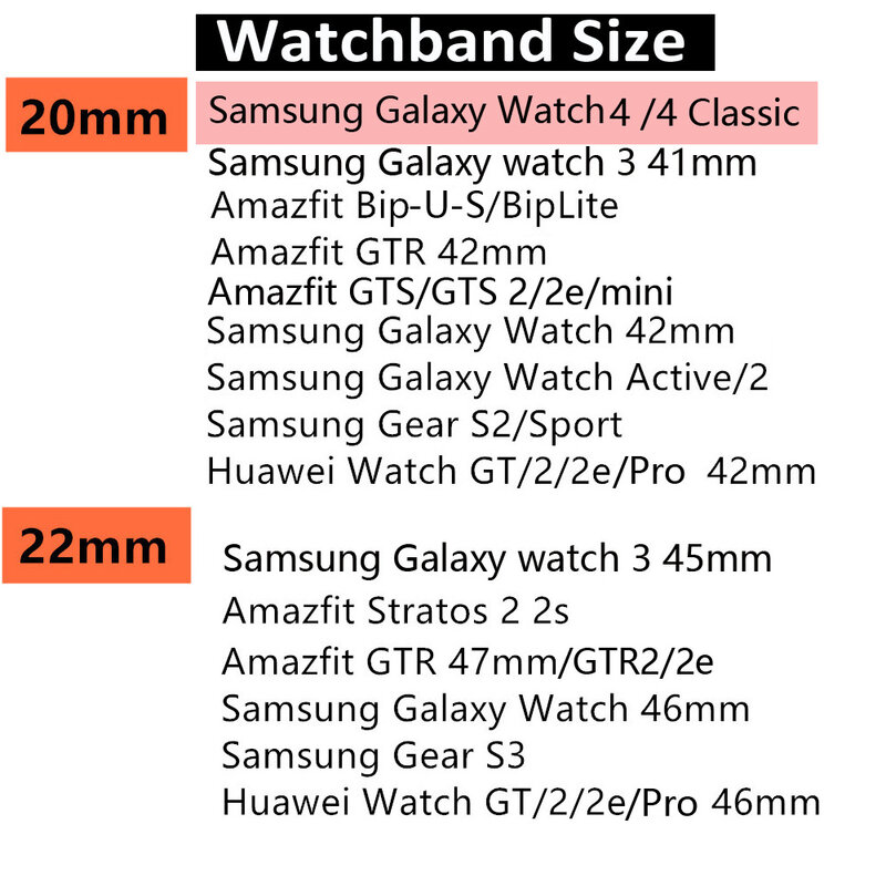 Correa de silicona para Samsung galaxy watch 4, Classic, Active 2, 3, 46 y 42mm, Gear S3, Amazfit bip U GTS 2 mini band