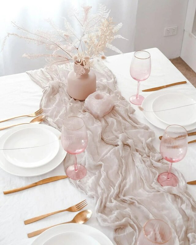 Cheesecloth Tabela de gaze Runner,Semi-Sheer, Personalize Retro Boho Jantar Vintage Decoração de casamento, Jantar Toalha de mesa