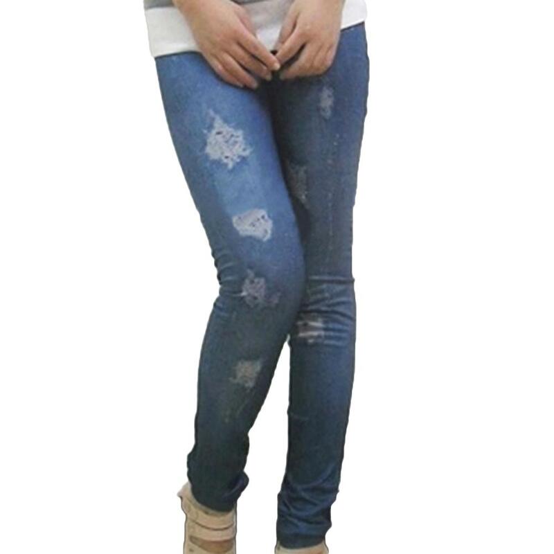 Jeans Musim Panas Mode untuk Wanita Legging Elastis Celana Jeans Lubang Robek Ketat Celana Pensil Celana Denim Anak Perempuan