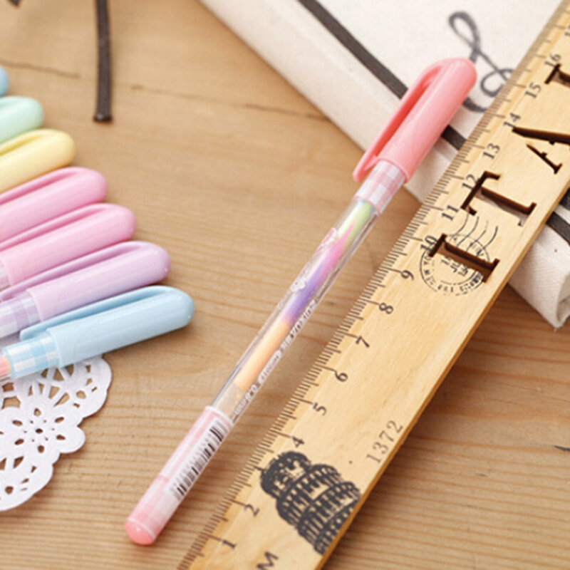 Pulpen Pensil Menulis Spidol Stabilo Pena Anak-anak Lukisan Hadiah Panas 0.8mm 6 Perubahan Warna Pen Kertas Cat Neon