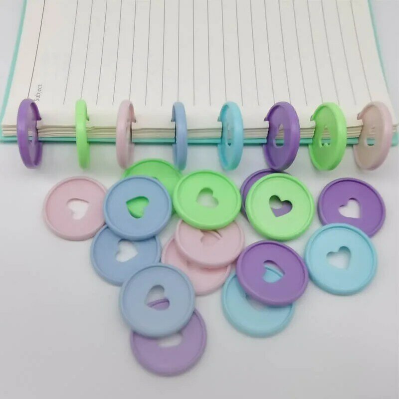 100 sztuk Heart Mushroom Hole plastikowe pierścienie wiążące 360 stopni składane 35MM wiążące płyty biurowe i szkolne Binder Rings