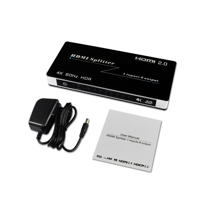 Répartiteur 2.0 compatible HDMI 1 en 8 sorties, 1x8 4K, 4K, 4K x 2K @ 60HZ / 3D / HDCP 2.2 / HDMI 2.0