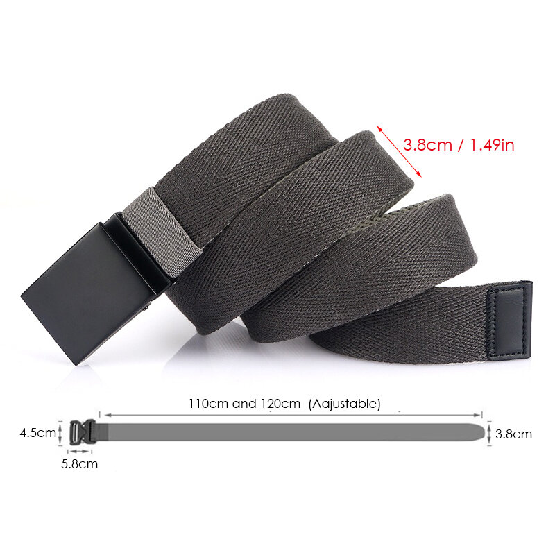 VATLTY 105cm-120cm Cinturón de lona para hombres Aleación de zinc Plata Cinturón reversible Grueso Soft Jeans Fajas de cintura Correas masculinas al aire libre