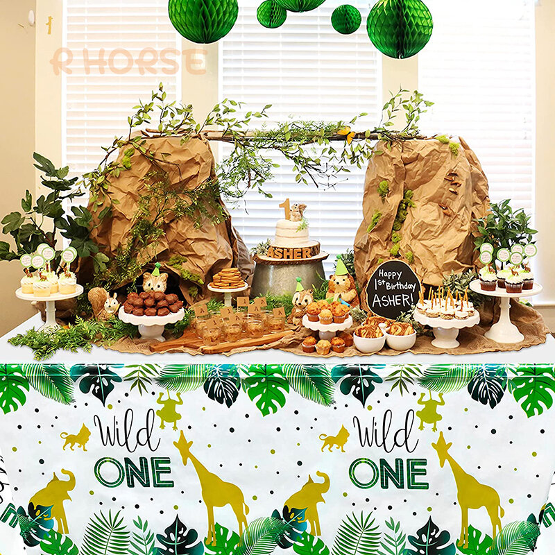 4 pçs selvagem um ano de idade toalha de mesa favor festa decoração tema tropical à prova dwaterproof água piquenique suprimentos para crianças