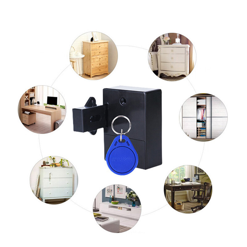 AMS-Invisible RFID ouverture gratuite capteur Intelligent armoire serrure casier armoire chaussure armoire tiroir porte serrure électronique sombre Lo
