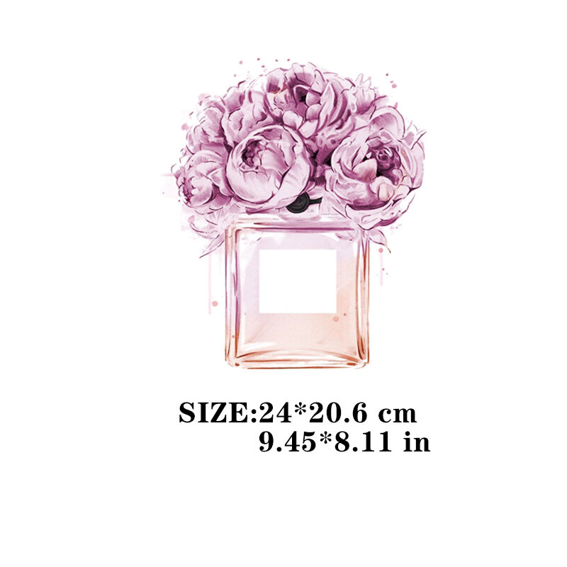 의류에 대한 새로운 아름다운 꽃 패치 열전달 아플리케 향수병 인쇄 스티커 Diy 소녀 티셔츠 Iron On Transfe