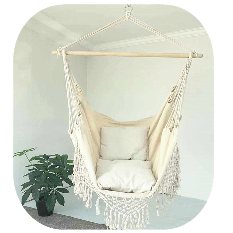 130 x100 x100cm Nordic style Home Garden Hanging Hammock Chair Outdoor Indoor Dormitory Swing Hanging Chair with Wooden Rod