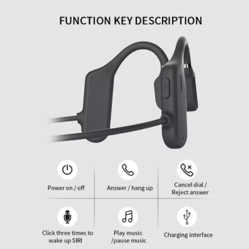 DYY-1 Beengeleiding Hoofdtelefoon Draadloze Bluetooth 5.0 Oortelefoon Oorhaak Comfortabele IPX6 Waterdichte Sport Headset Met Microfoon