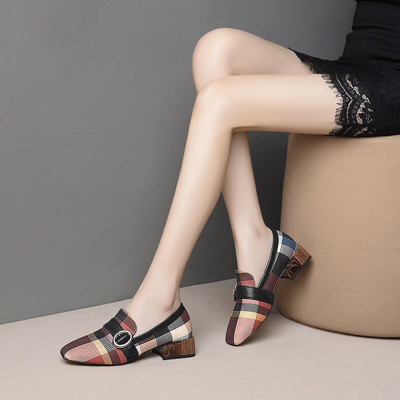 Женские туфли-лодочки в стиле ретро FEDONAS, разноцветные туфли с пряжкой и стразами, повседневная обувь для вечеринки на весну и осень 2019