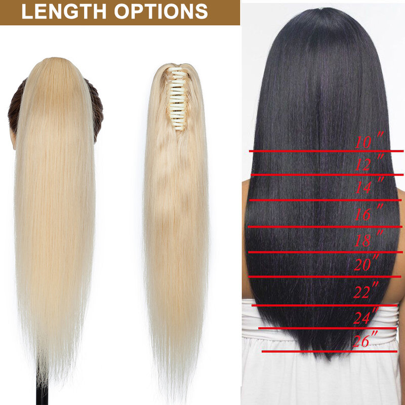 S-noilite rambut manusia ekor kuda 14-22 inci klip cakar dalam ekstensi rambut manusia ekor kuda rambut palsu wanita hitam pirang coklat alami