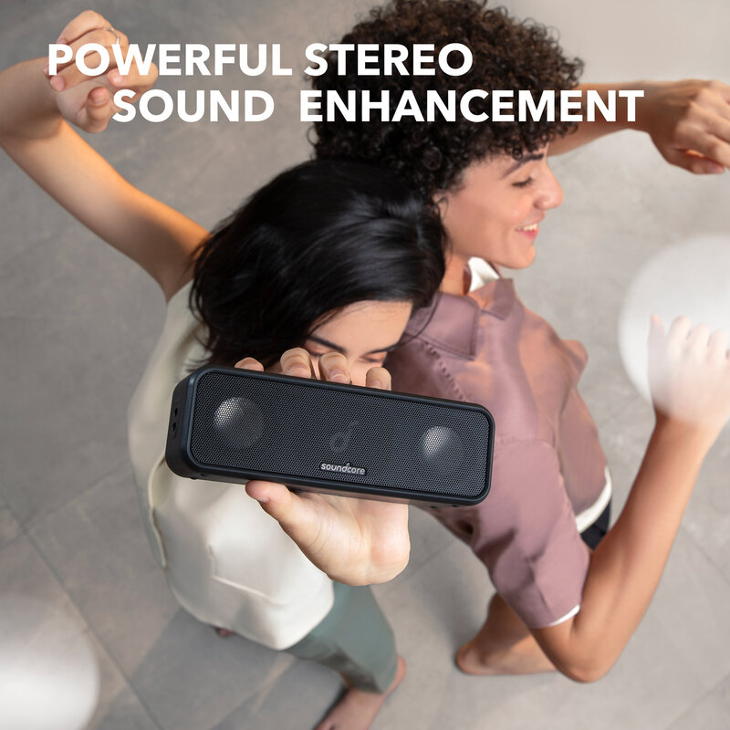 Soundcore-Altavoz Bluetooth, dispositivo de sonido estéreo, con controladores de diafragma de titanio puro, tecnología PartyCast, BassUp, batería con autonomía de 24 horas