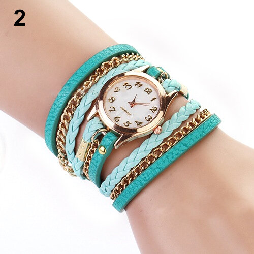 Montre-bracelet multicouche en similicuir pour femme, bracelet tressé en alliage, bijoux vintage, montre à quartz