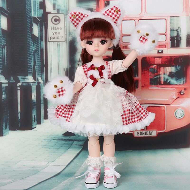 30cm 패션 BJD 인형 큰 눈 DIY 장난감 로리타 드레스 메이크업 브라이스 인형 선물 소녀 공주 장난감