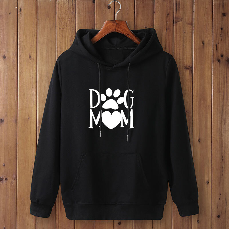 Dog Mom Womens Velvet Fashionable Long Sleeve Casual Sweatshirt Printing Heart shaped Print Kawaii Sweatshirt Clothing