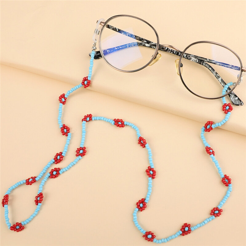 Imixlot Bohemian Handmade Rice Beads Woven Daisy Flower Eyeglasses Chain Women Fashion Anti Slip Strap Holder Neck Strap
