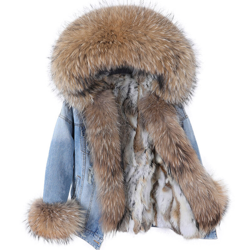2020 giacca di pelliccia da donna giacca di jeans giacca di fodera in pelliccia di volpe naturale cappotto da donna in caldo cotone invernale da donna
