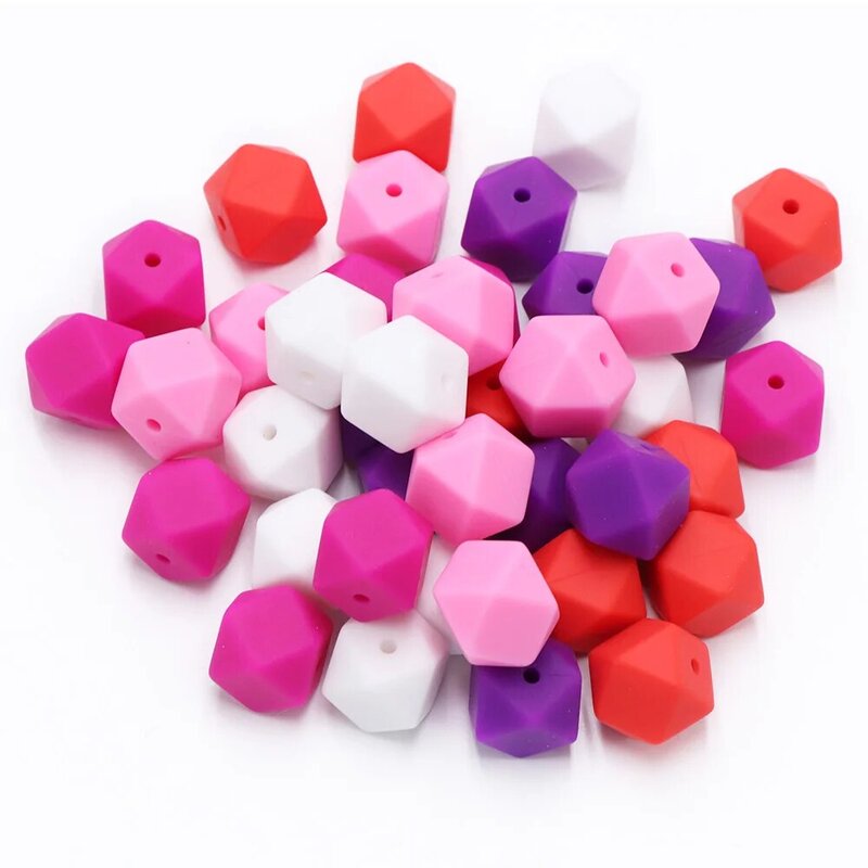 BOBO.BOX 10pcs 14mm Hexagon Silicone Beads Baby Teether Eco-friendly BPA Free Baby Teething Pacifier Chain Beads Baby Product